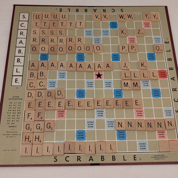 SCRABBLE Crossword Board Game | Vintage | 1953 Selchow & Righter Complete | USED - Picture 7 of 16
